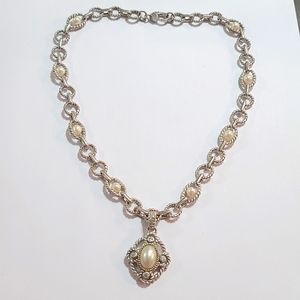 Like New 925 SS Judith Ripka Pearl Necklace with Enahncer
